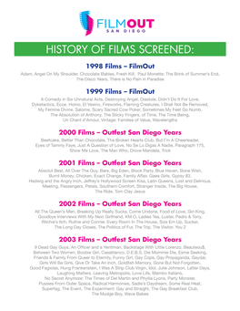 History of Films Screened