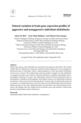 Natural Variation in Brain Gene Expression Profiles of Aggressive