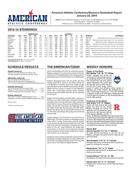 The American Today Weekly Honors Schedule