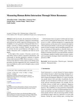 Measuring Human-Robot Interaction Through Motor Resonance