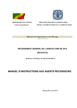 Congo, Recensement De L'agriculture 2014, Manuel Des Enquêteurs