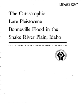 The Catastrophic Late Pleistocene Bonneville Flood in the Snake River Plain, Idaho