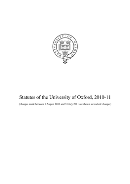 Statutes of the University of Oxford, 2010-11