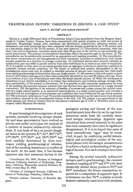 Uranium-Lead Isotopic Variations in Zircons: a Case Study1