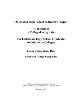 Oklahoma High School Indicators Project High School to College