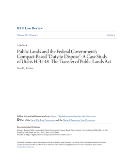 Public Lands and the Federal Government's Compact-Based 