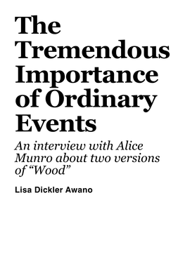 An Interview with Alice Munro About Two Versions of “Wood”