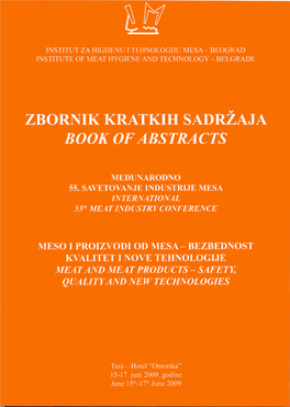 Zbornik Kratkih Sadržaja Book of Abstracts