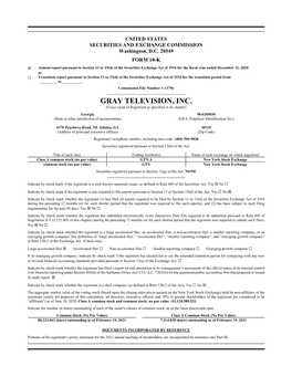 GRAY TELEVISION, INC. (Exact Name of Registrant As Specified in Its Charter)