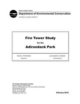 NYSDEC Adirondack Fire Tower Study