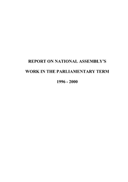 Report on National Assembly's Work in the Parliamentary Term 1996
