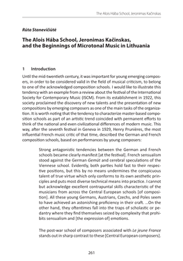 The Alois Hába School, Jeronimas Kačinskas, and the Beginnings of Microtonal Music in Lithuania