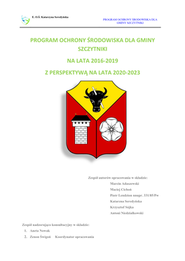 Program Ochrony Środowiska Dla Gminy Szczytniki Na Lata 2016-2019 Z Perspektywą Na Lata 2020-2023