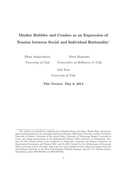 Market Bubbles and Crashes As an Expression of Tension Between Social and Individual Rationality∗