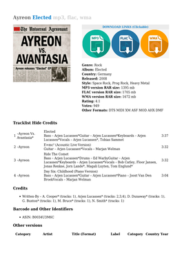 Ayreon Vs. Avantasia* - Inside out IOMCD 297 IOMCD 297 Germany 2008 Avantasia* Elected (CD, EP, Dig) Music Ayreon Vs