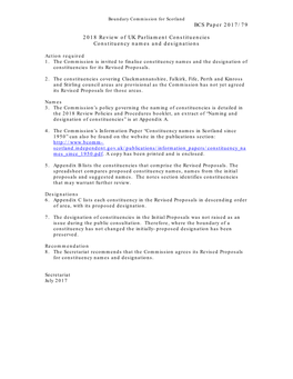 BCS Paper 2017/79 2018 Review of UK Parliament Constituencies