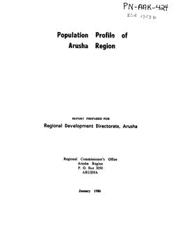 Population Profile of Arusha Region
