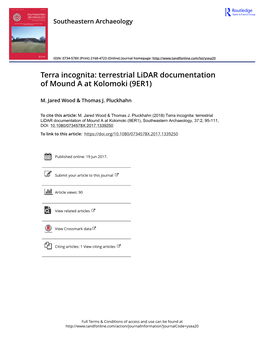 Terrestrial Lidar Documentation of Mound a at Kolomoki (9ER1)