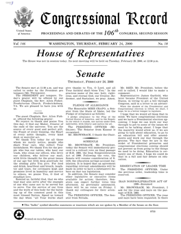 Senate THURSDAY, FEBRUARY 24, 2000