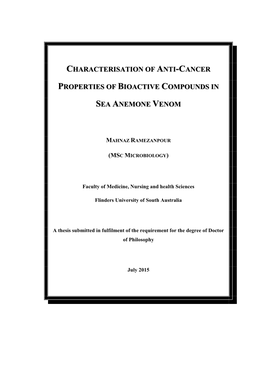 Characterisation of Anti-Cancer Properties Of