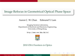 Image Refocus in Geometrical Optical Phase Space