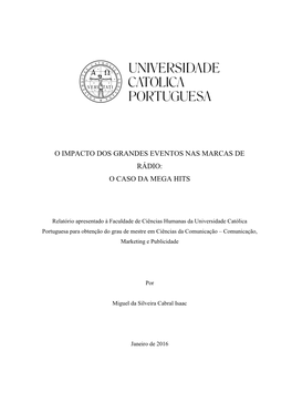 O Impacto Dos Grandes Eventos Nas Marcas De Rádio: O Caso Da Mega Hits