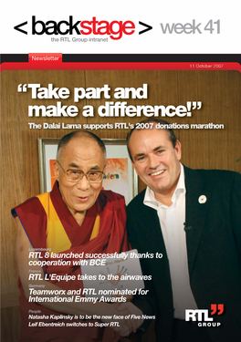 “Take Part and Make a Difference!” the Dalai Lama Supports RTL's 2007 Donations Marathon