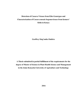 Detection of Cassava Viruses from Elite Genotypes and Characterization of Cassava Mosaic Begomoviruses from Farmers’ Fields in Kenya