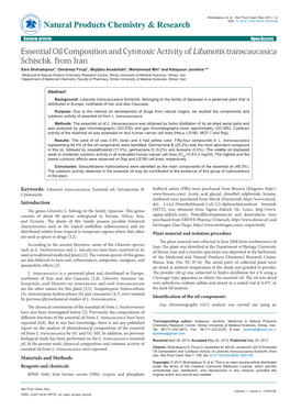 Essential Oil Composition and Cytotoxic Activity of Libanotis Transcaucasica Schischk