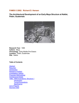 The Architectural Development of an Early Maya Structure at Nakbé, Petén, Guatemala