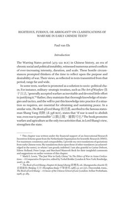 On Classifications of Warfare in Early Chinese Texts 13