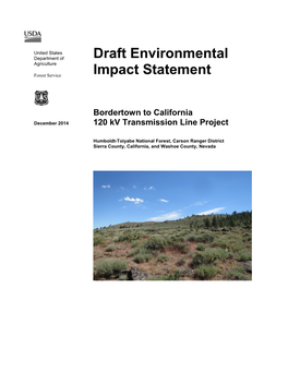 Bordertown to California 120 Kv Transmission Line Project Draft Environmental Impact Statement Sierra County, California, and Washoe County, Nevada