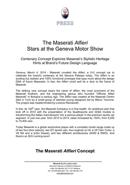 The Maserati Alfieri Stars at the Geneva Motor Show