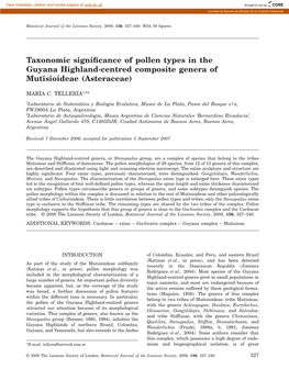 Taxonomic Significance of Pollen Types in the Guyana