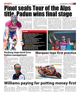 Pinot Seals Tour of the Alps Title, Padun Wins Final Stage Hibaut Pinot (Groupama-FDJ) Championships Later This Year