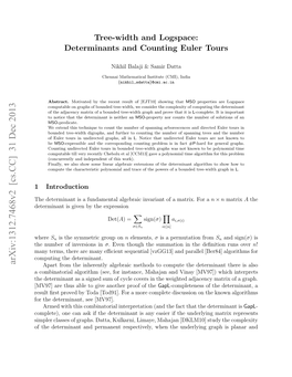 Tree-Width and Logspace: Determinants and Counting Euler Tours