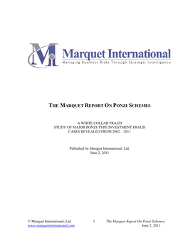 The Marquet Report on Ponzi Schemes