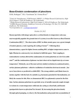 Bose-Einstein Condensation of Plexcitons S.R.K