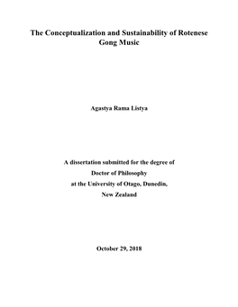 The Conceptualization and Sustainability of Rotenese Gong Music