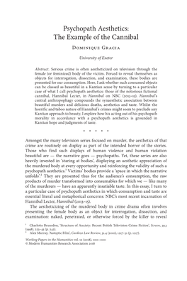 Psychopath Aesthetics: the Example of the Cannibal Dominique Gracia