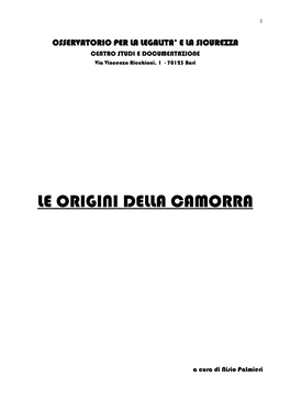 Le Origini Della Camorra