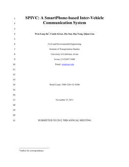 SPIVC: a Smartphone-Based Inter-Vehicle Communication System