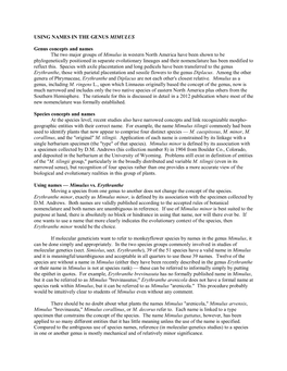 Using Names in the Genus Mimulus