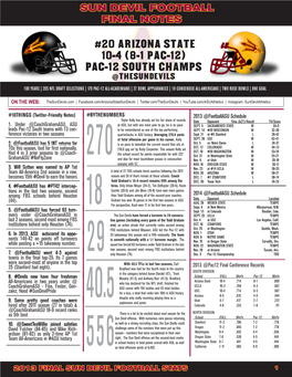 SUN DEVIL FOOTBALL FINAL NOTES #20 Arizona State 10-4 (8-1