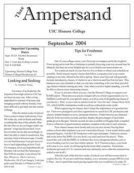 September 2004 Important Upcoming Dates Tips for Freshmen Sept