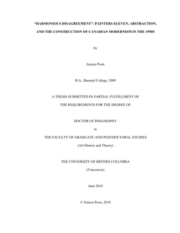 Painters Eleven, Abstraction, and the Construction of Canadian Modernism in the 1950S