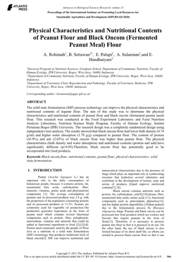 Physical Characteristics and Nutritional Contents of Peanut Flour and Black Oncom (Fermented Peanut Meal) Flour