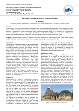 The Temples of Lakshmeshwara: an Analytical Study