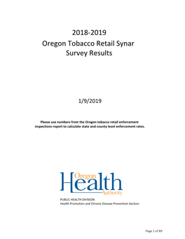 2018-2019 Oregon Tobacco Retail Synar Survey Results