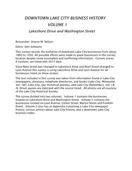 DOWNTOWN LAKE CITY BUSINESS HISTORY VOLUME 1 Lakeshore Drive and Washington Street